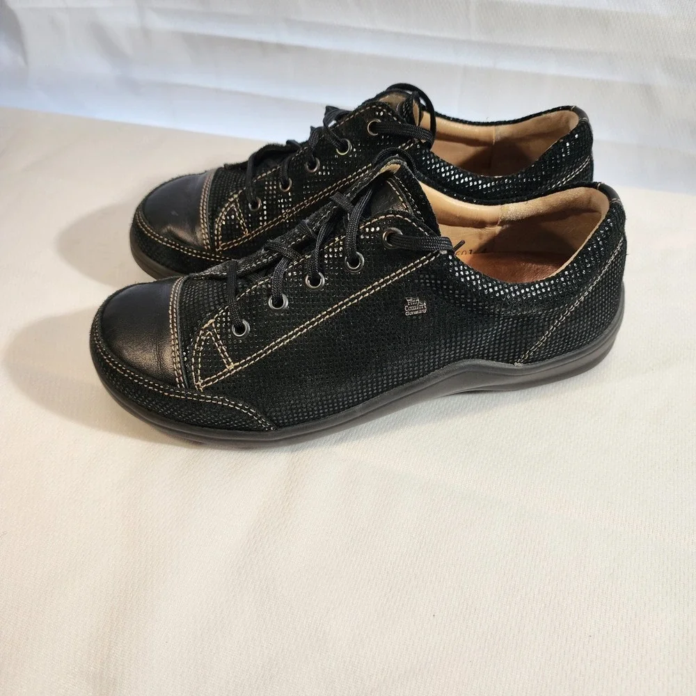 Finn Comfort Soho Sneakers Womens EU 38 US 7 Black Minipoint‎ Nappa Leather Shoe